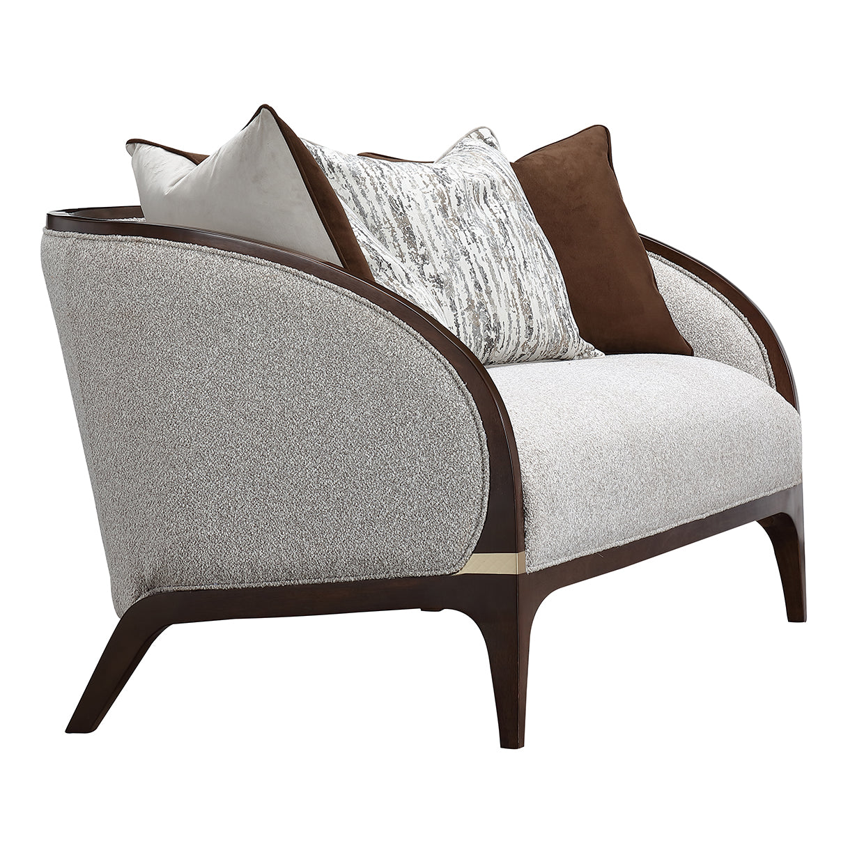 Houston BouclÃ© Loveseat - Pebble/Walnut