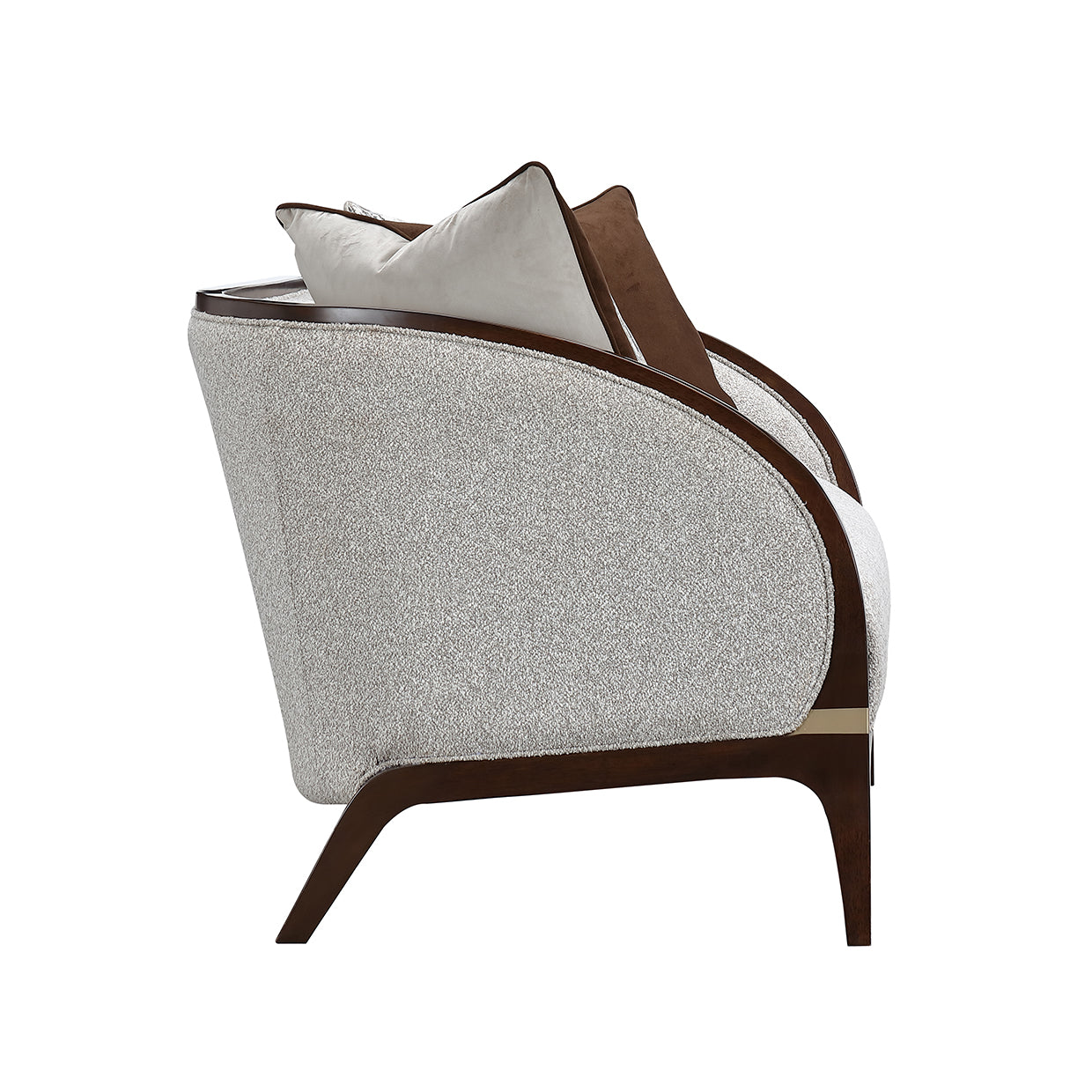 Houston BouclÃ© Loveseat - Pebble/Walnut