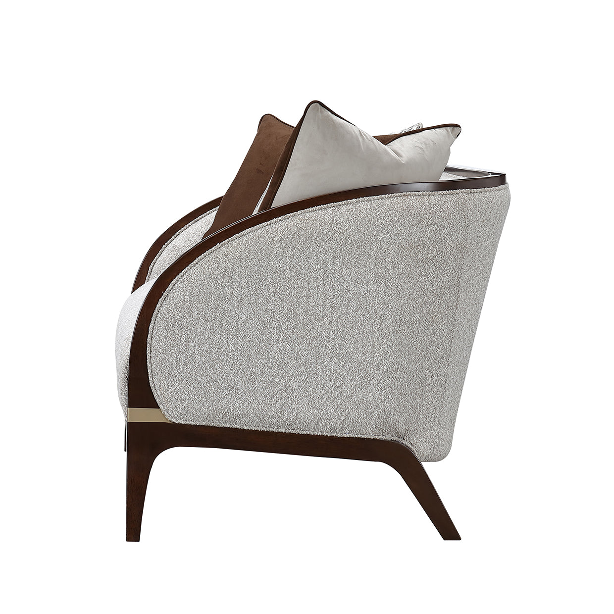 Houston BouclÃ© Loveseat - Pebble/Walnut