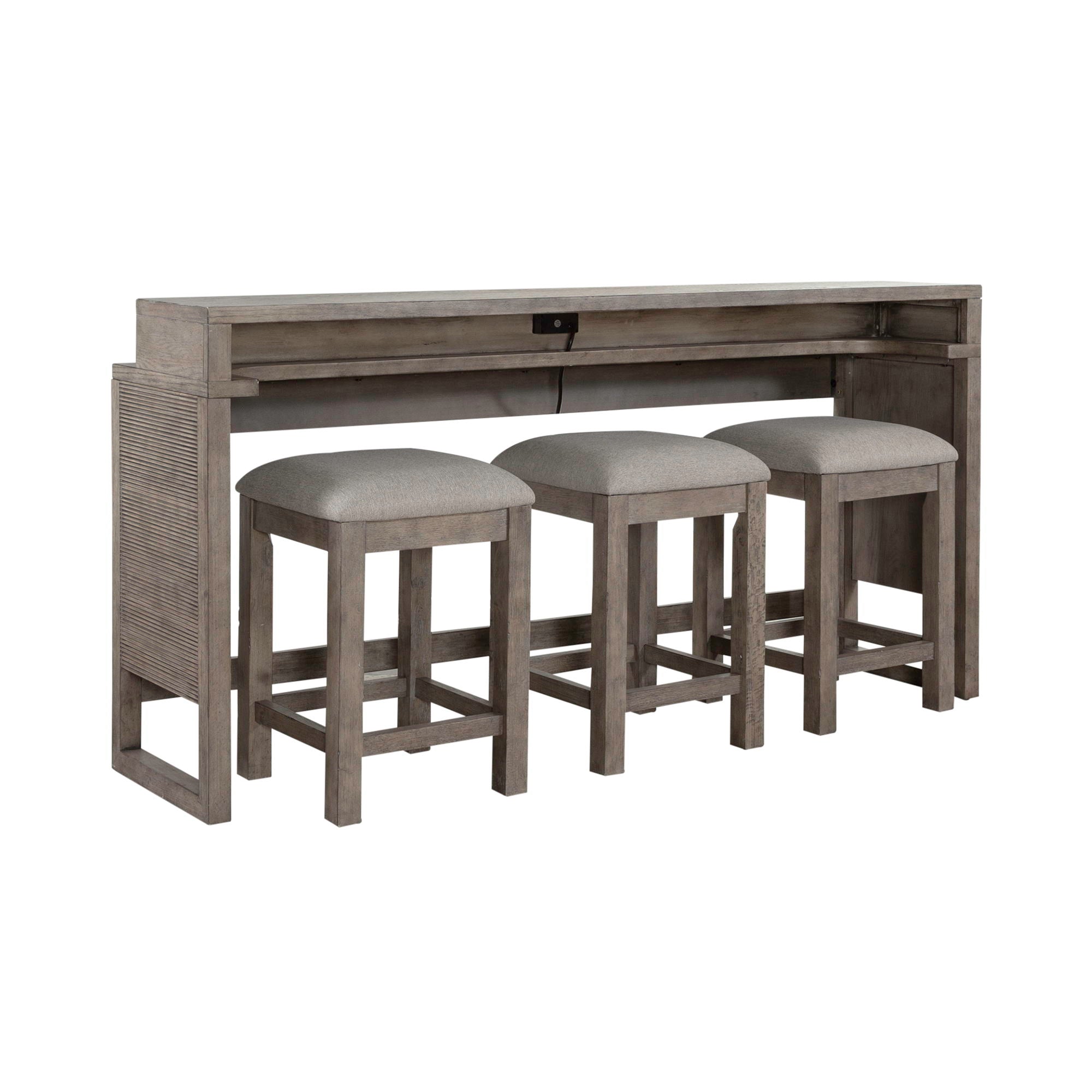 Bartlett Field - 4 Piece Living Room Set (Console Bar Table & 3 Console Stools) - Gray