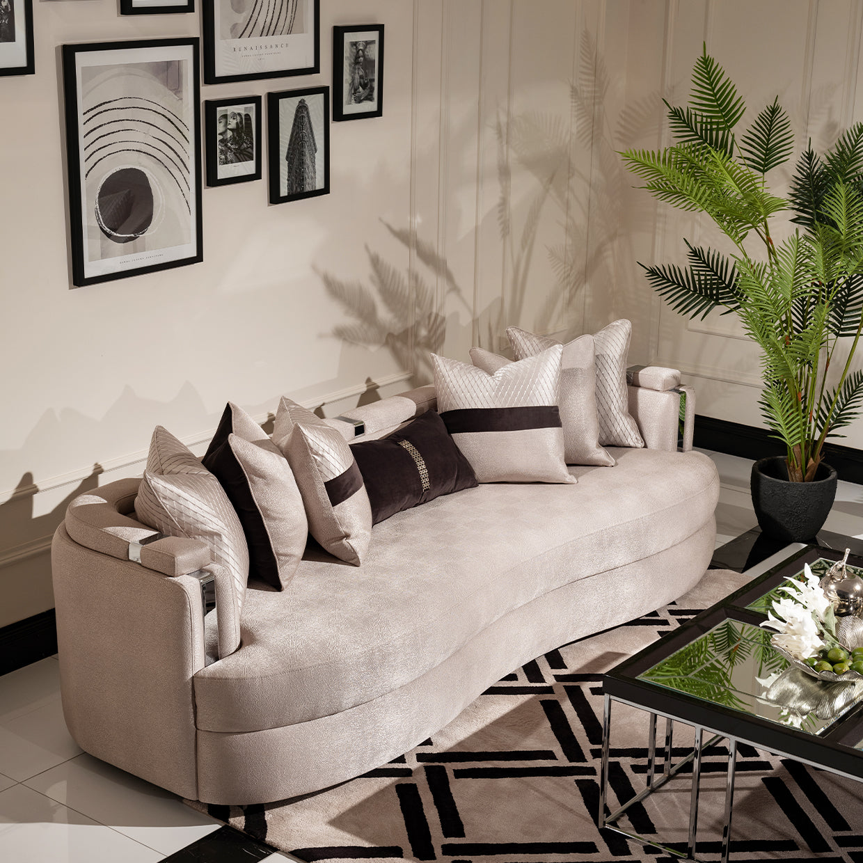 Carmela Mansion Sofa Zinc Silver