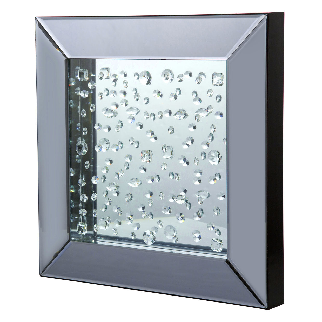 Montreal Square Mirrored Wall Décor with Crystal Accents