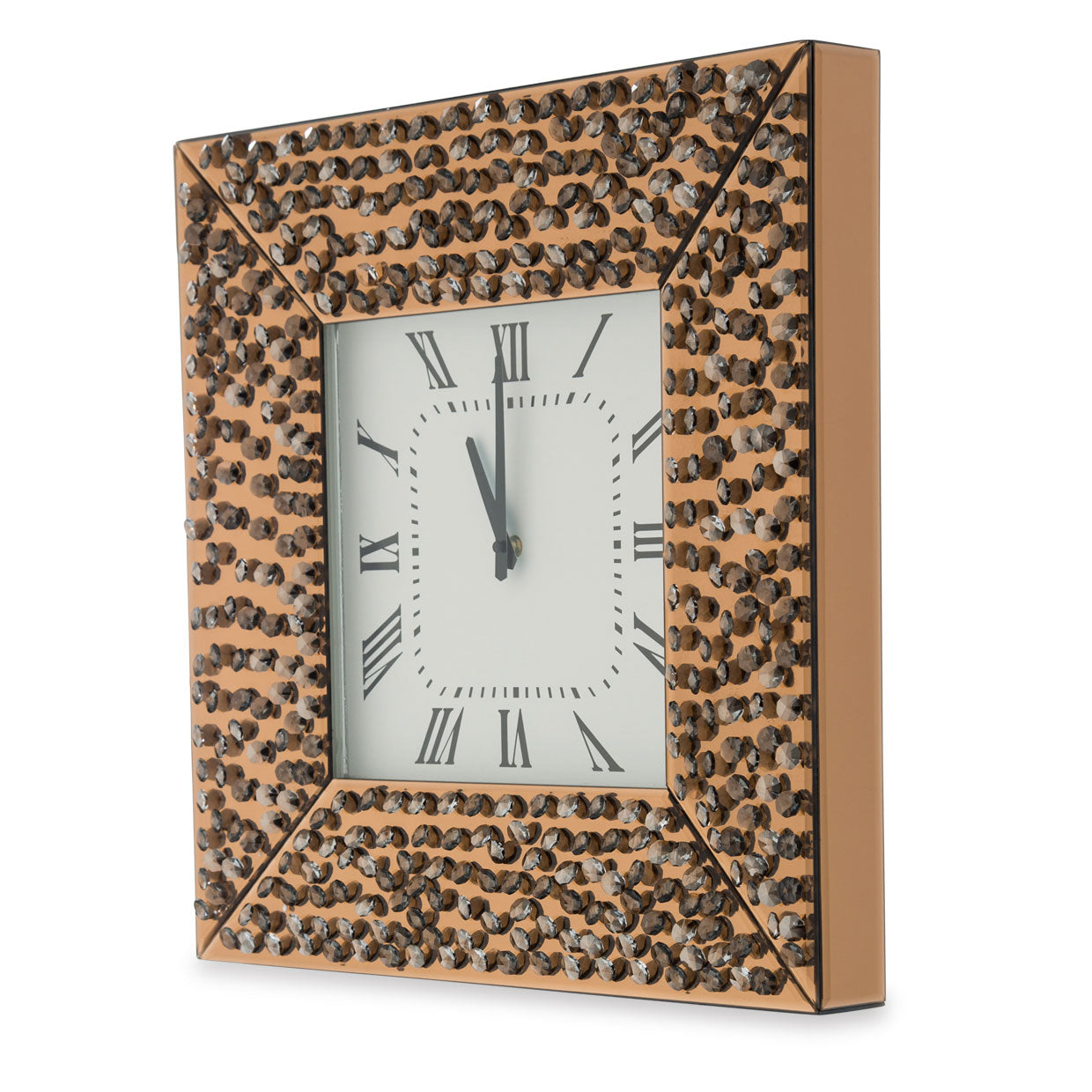 Montreal Square Wall Clock with Crystal Accents - Bronze