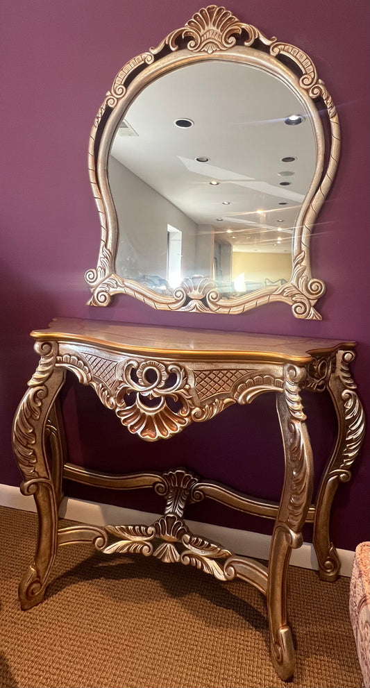 Classical Elizabeth Console Table and Mirror Set