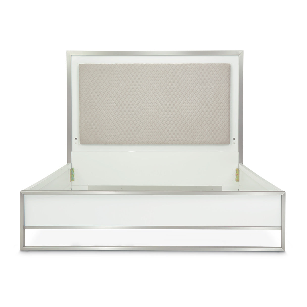 Marquee Eastern King Panel Bed with LED Lighting - Cloud White