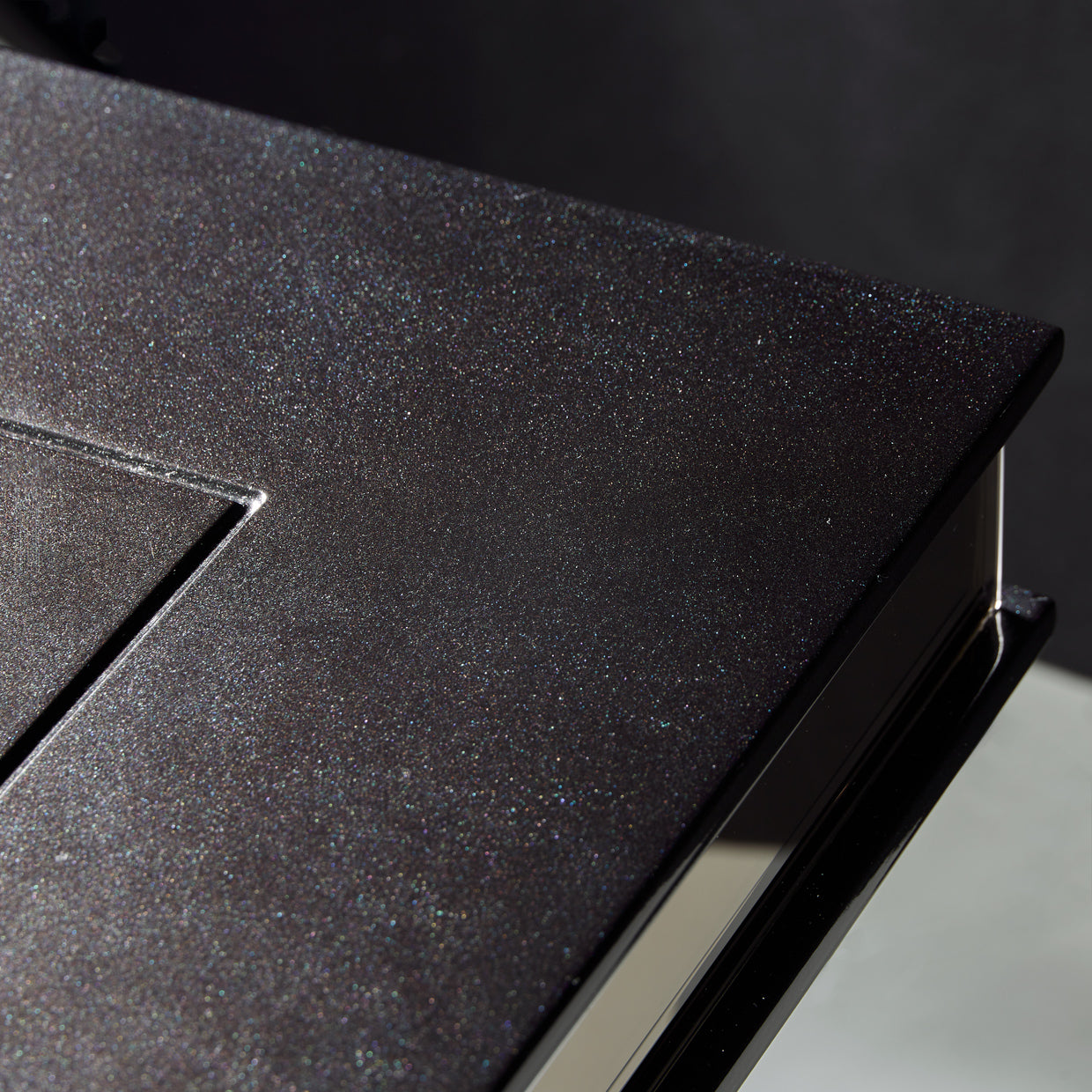 Carmela Double Pedestal Dining Table - Glossy Charcoal Sand