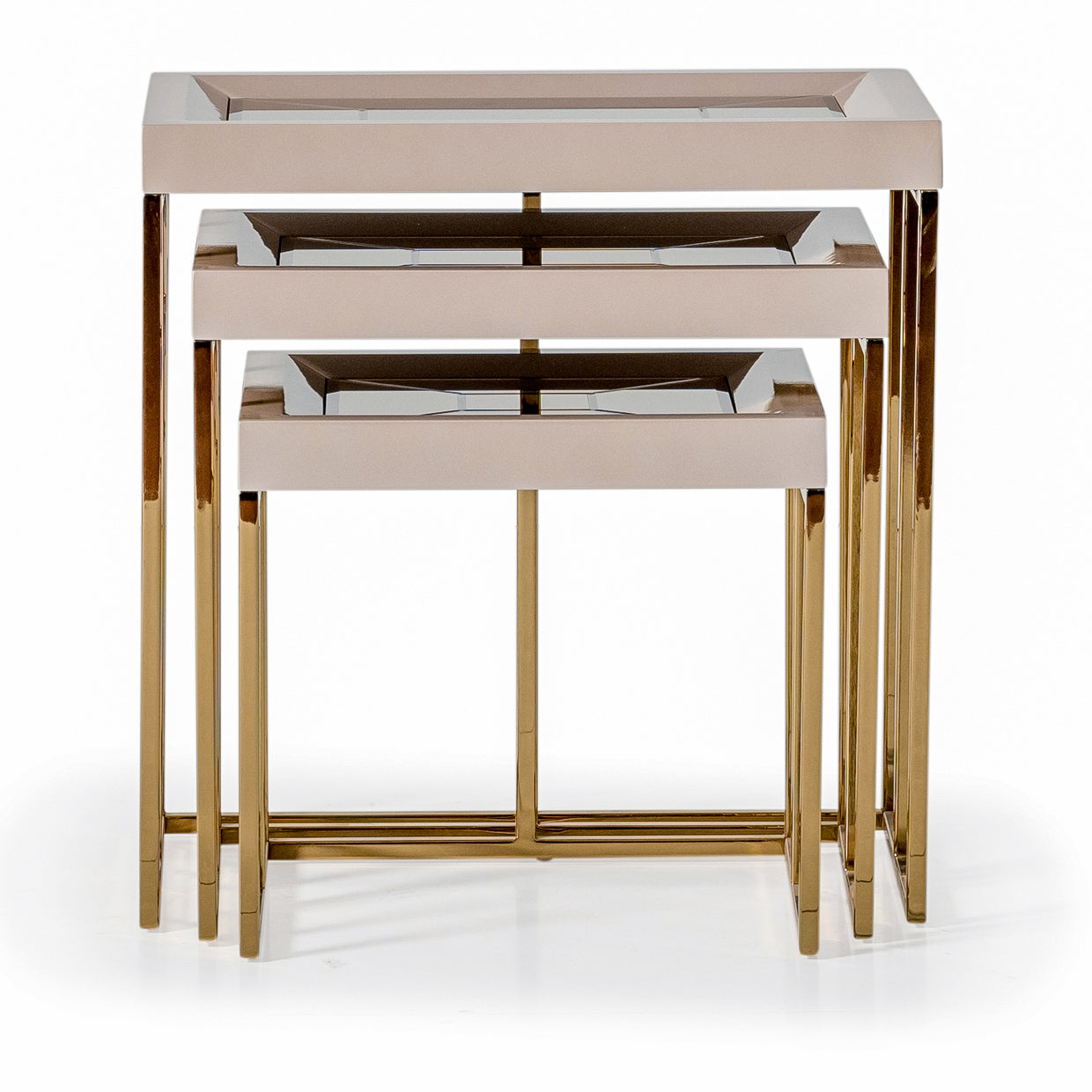 Carmela Nesting Tables, Set of 3 - Shimmer Ivory