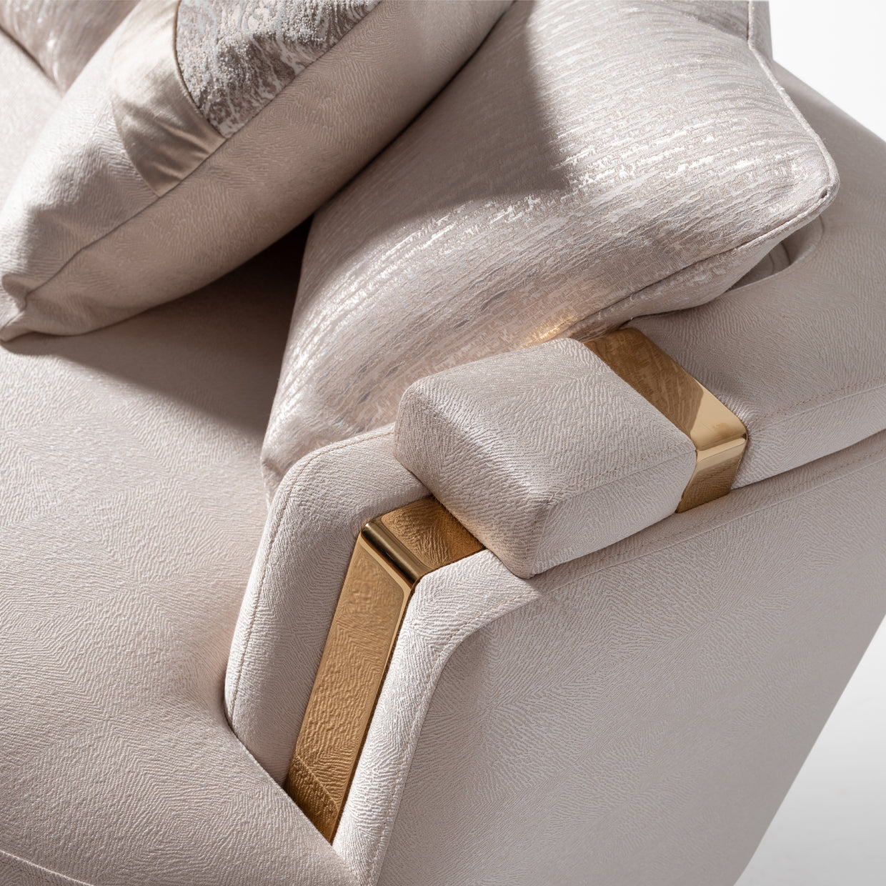 Carmela Standard Sofa - Almond/Gold