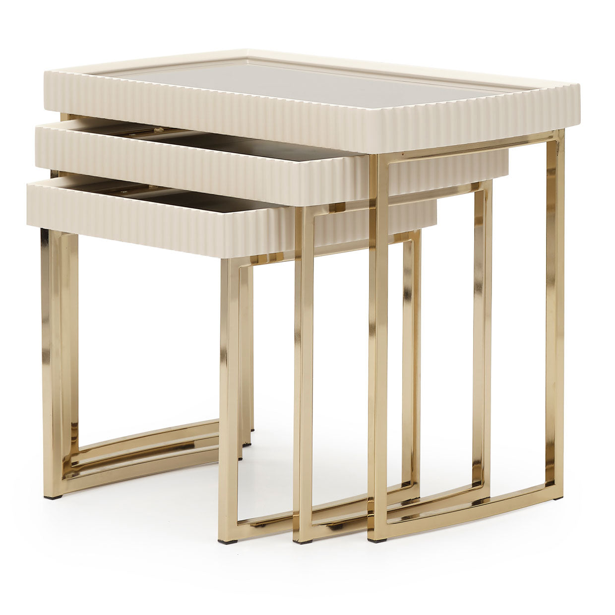 Lisbon Nesting Tables, Set of 3 - Silken Matte Cream