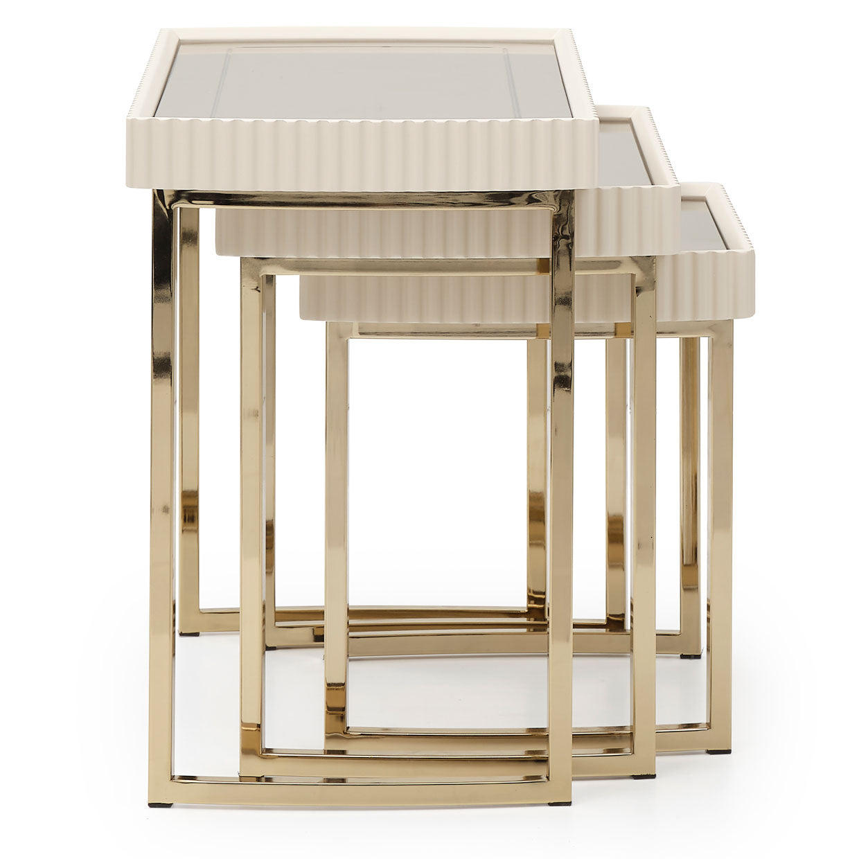Lisbon Nesting Tables, Set of 3 - Silken Matte Cream