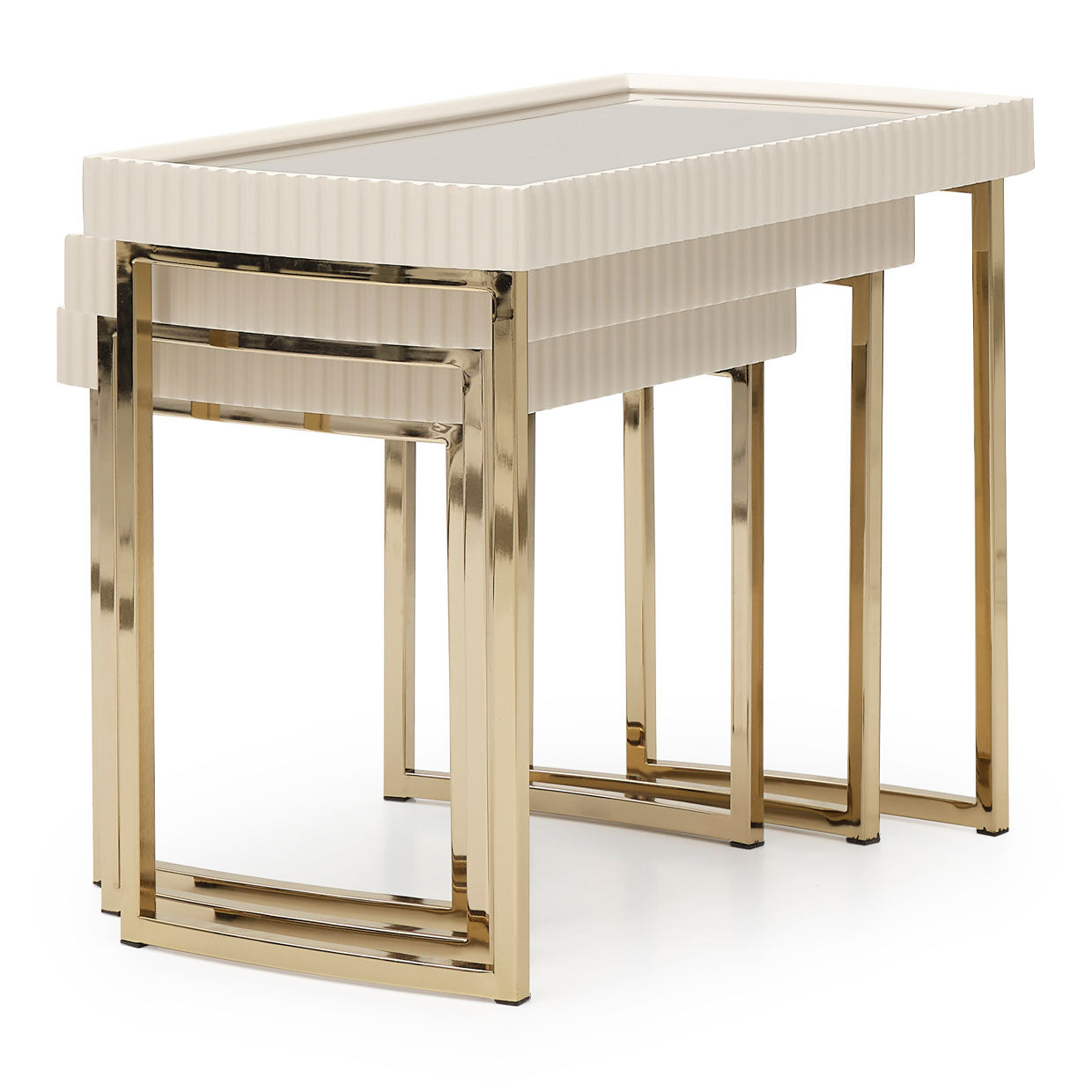 Lisbon Nesting Tables, Set of 3 - Silken Matte Cream