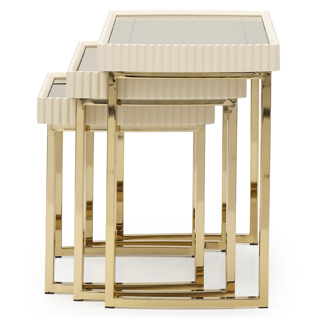 Lisbon Nesting Tables, Set of 3 - Silken Matte Cream