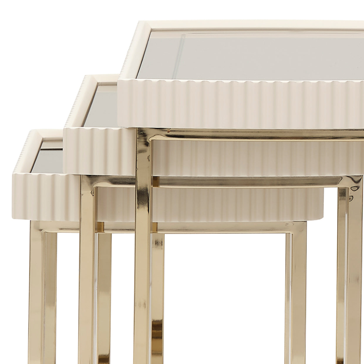 Lisbon Nesting Tables, Set of 3 - Silken Matte Cream