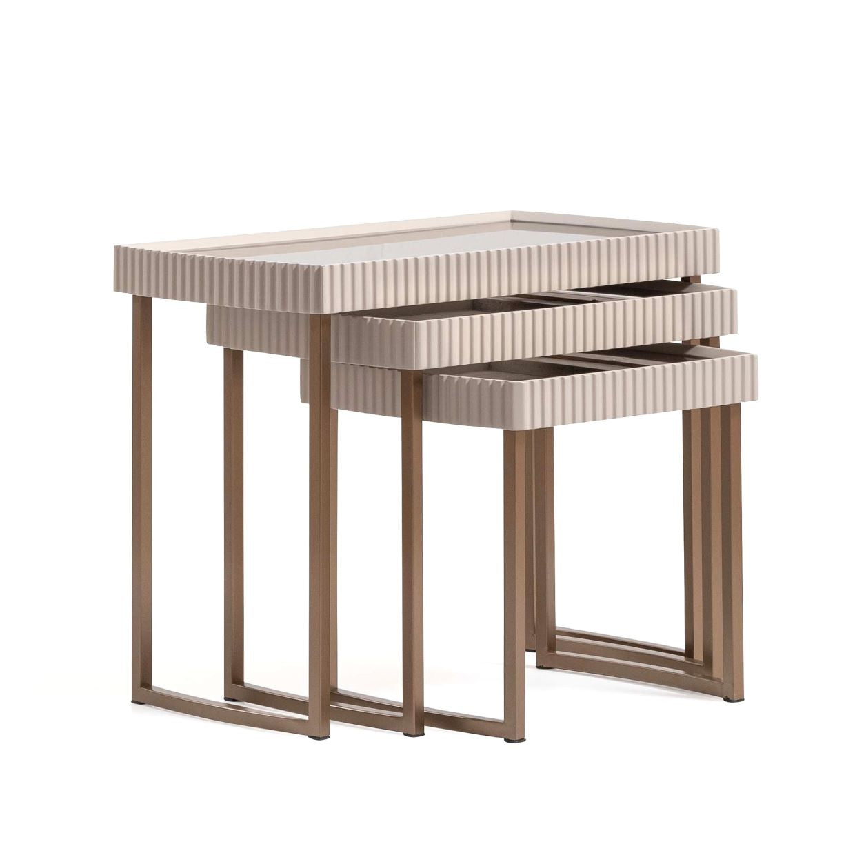 Lisbon Nesting Tables Silken - Silken Cream/Bronze