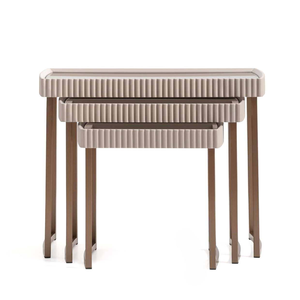 Lisbon Nesting Tables Silken - Silken Cream/Bronze