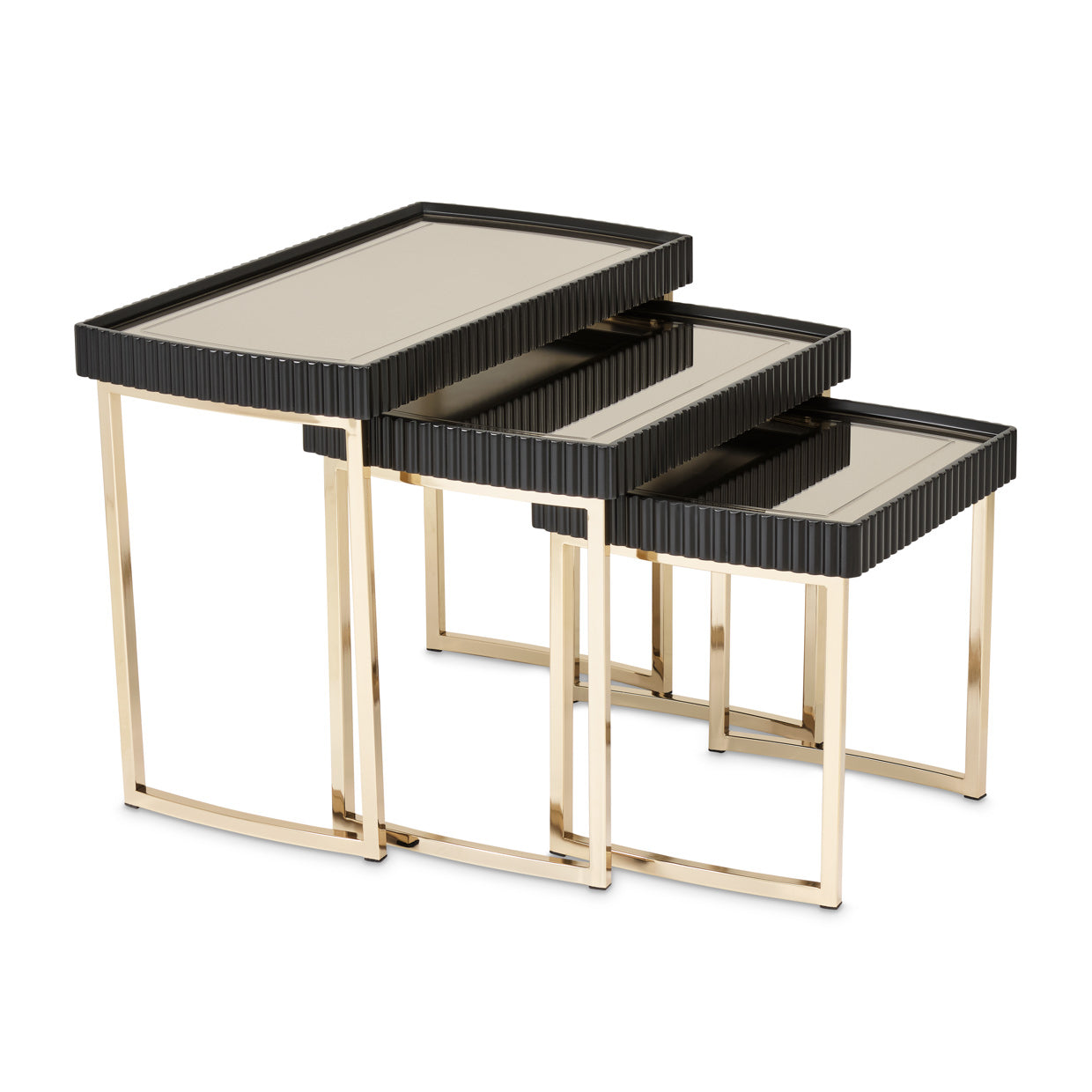 Lisbon Nesting Tables, Set of 3 - Silken Matte Black