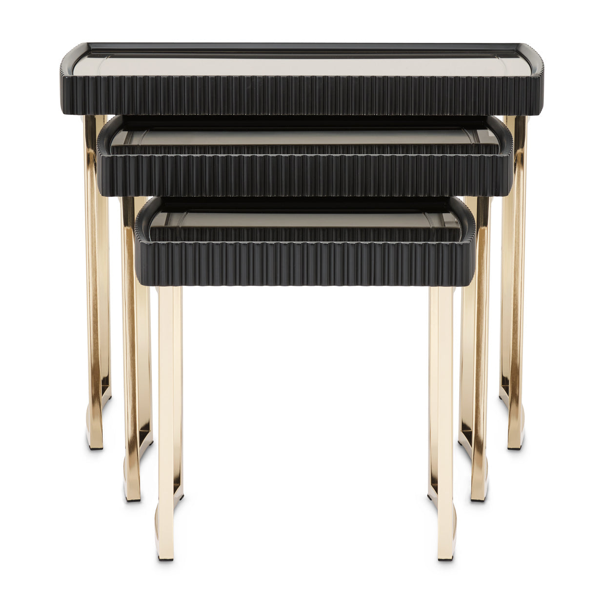 Lisbon Nesting Tables, Set of 3 - Silken Matte Black