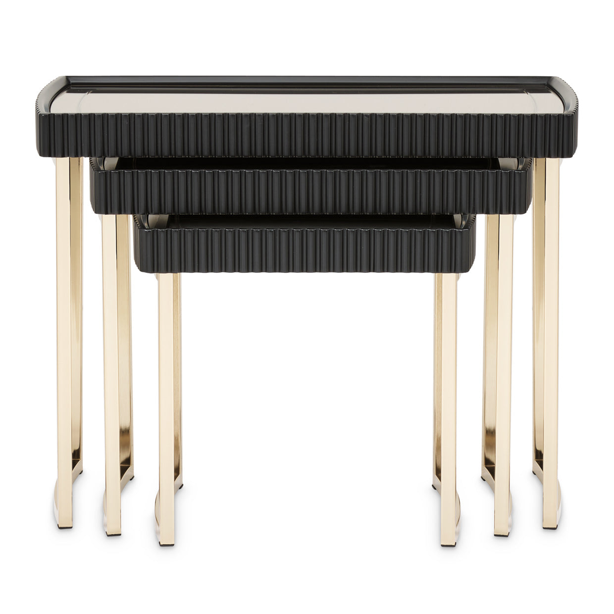 Lisbon Nesting Tables, Set of 3 - Silken Matte Black