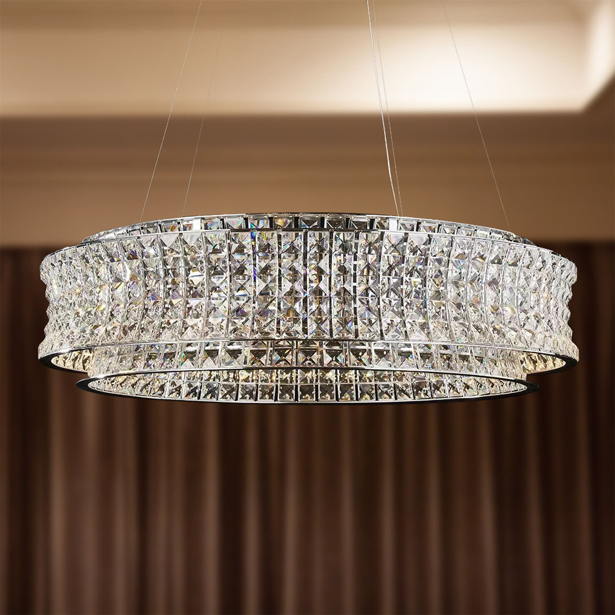 Galaxy Large Round LED Chandelier - Chrome