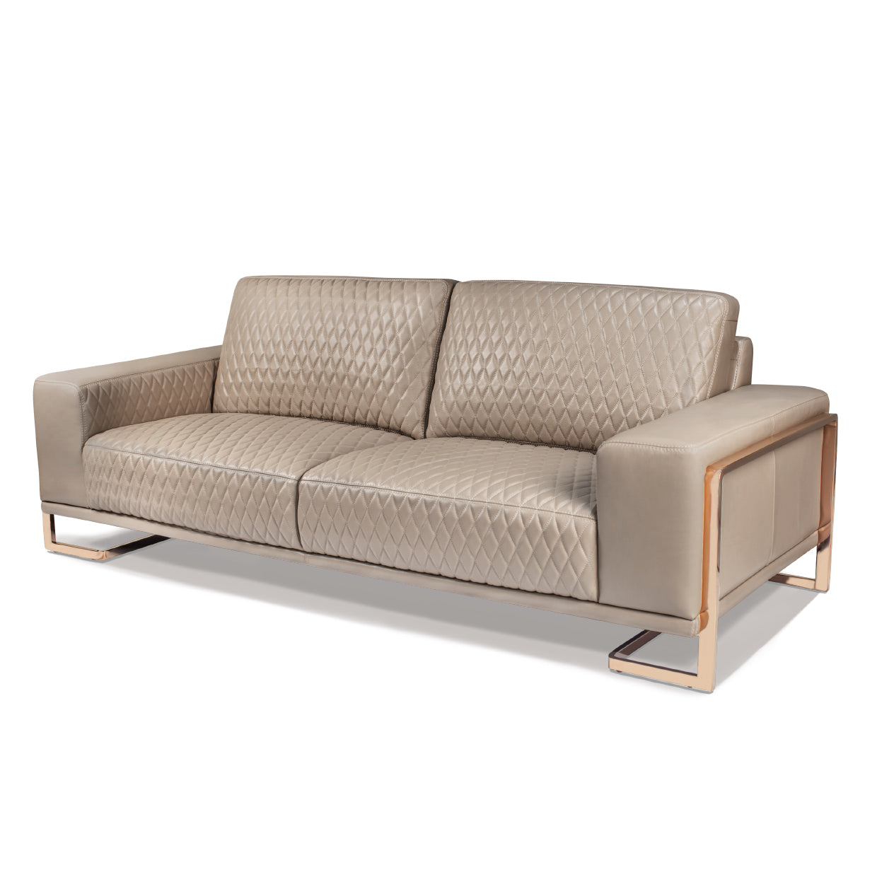 Gianna Leather Sofa - Light Coffee/Rose Gold