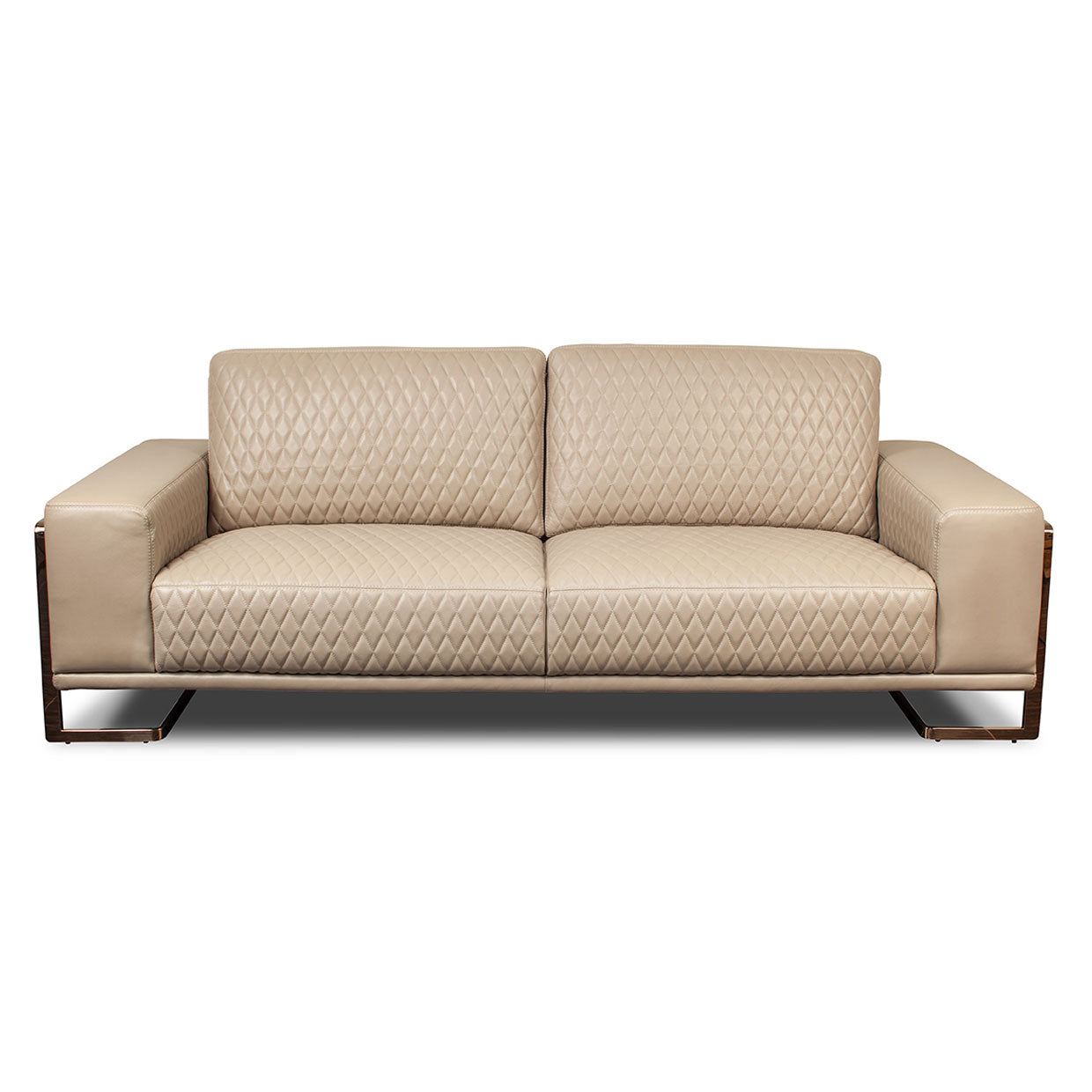 Gianna Leather Sofa - Light Coffee/Rose Gold