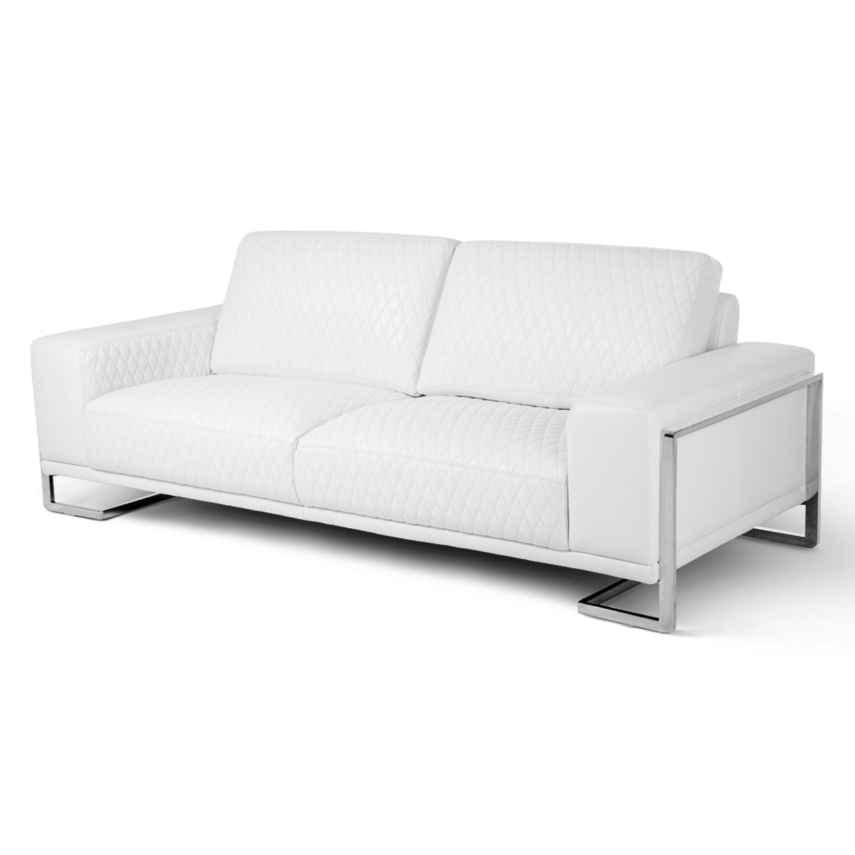Gianna Leather Sofa - White/Stainless Steel