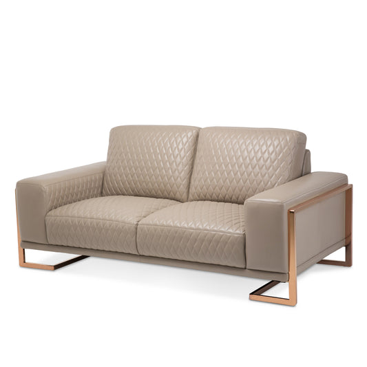 Gianna Leather Loveseat - Light Coffee/Rose Gold