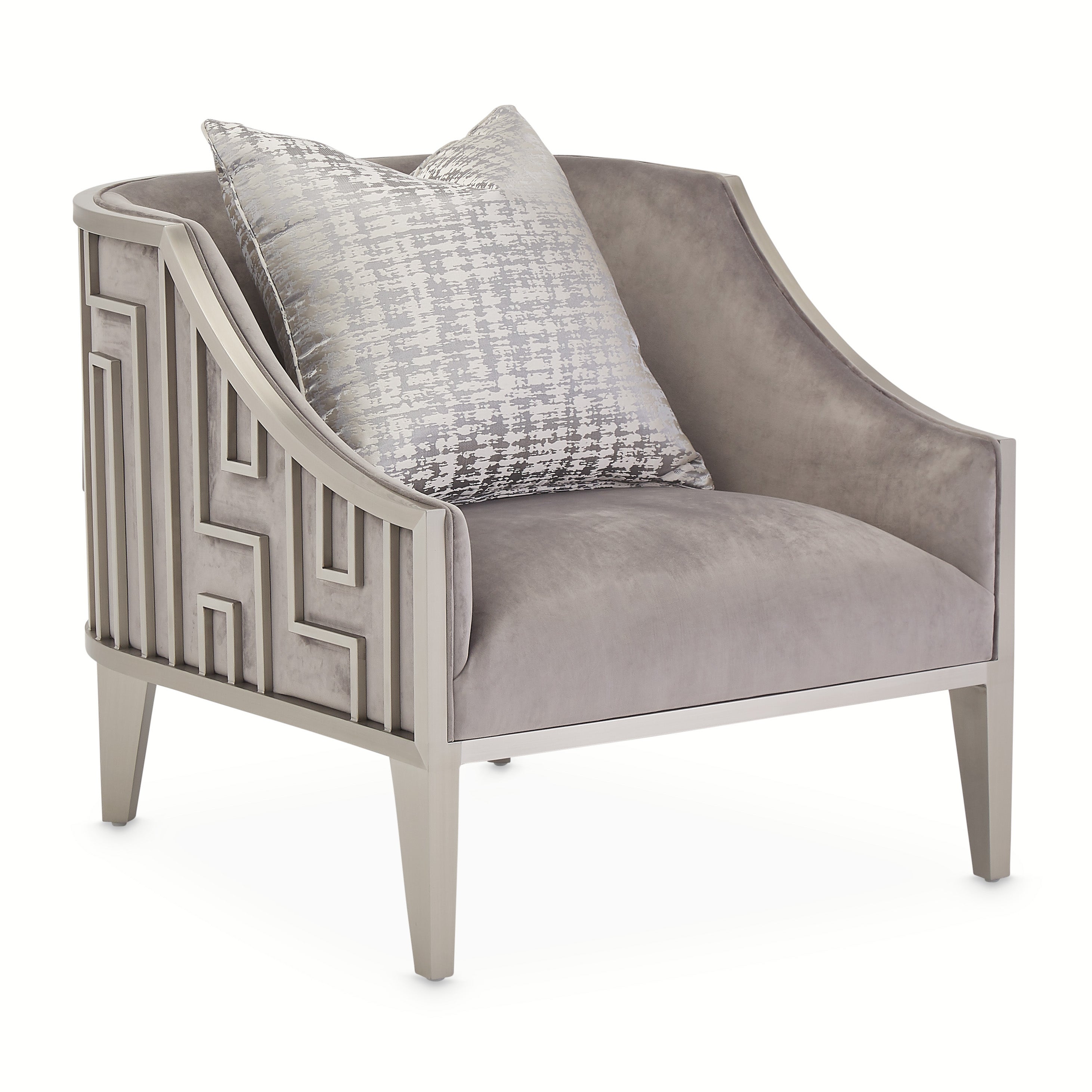 Roxbury Park Velvet Accent Chair - Gray Pearl/Stainless Steel