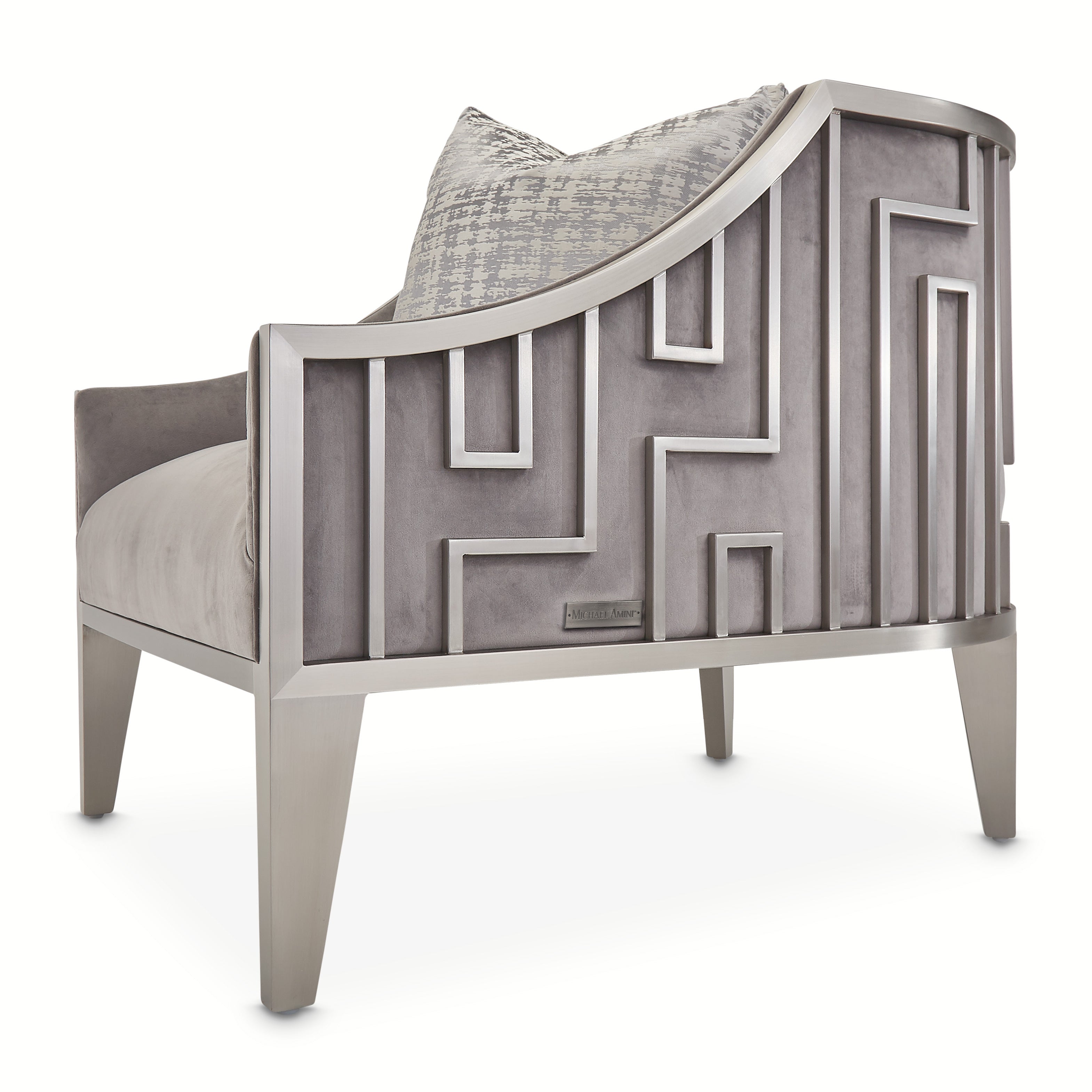 Roxbury Park Velvet Accent Chair - Gray Pearl/Stainless Steel