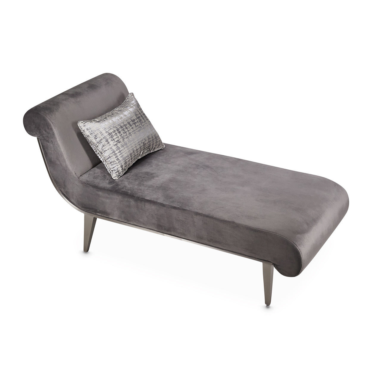 Roxbury Park Velvet Chaise - Gray Pearl/Stainless Steel