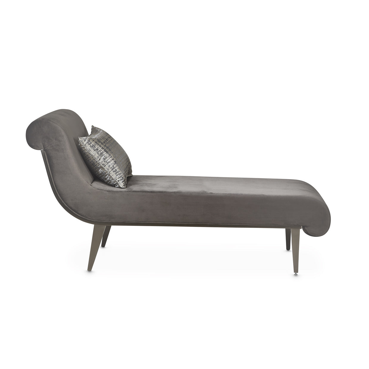 Roxbury Park Velvet Chaise - Gray Pearl/Stainless Steel