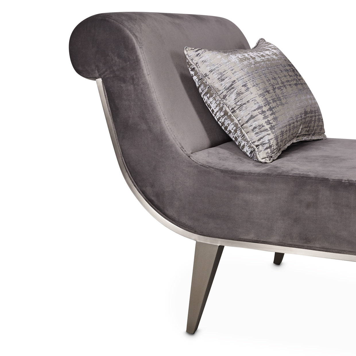 Roxbury Park Velvet Chaise - Gray Pearl/Stainless Steel
