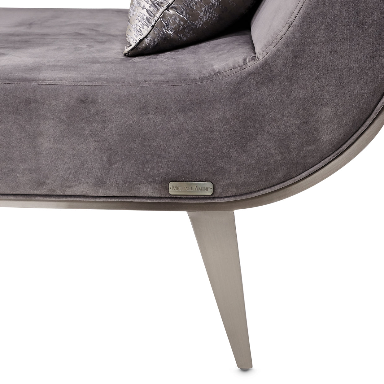 Roxbury Park Velvet Chaise - Gray Pearl/Stainless Steel
