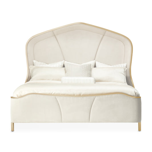 Malibu Crest Eastern King Curved Panel Bed - Chardonnay
