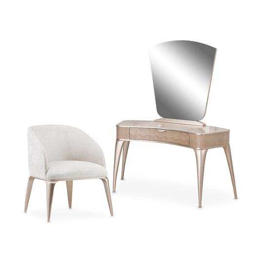 Malibu Crest Vanity Set with Mirror & Chair - Blush
