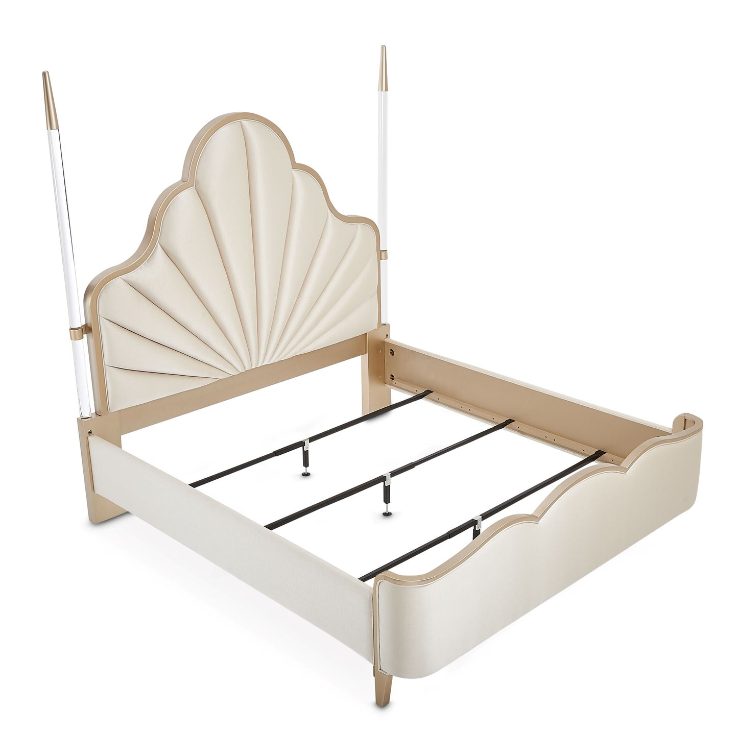 Malibu Crest Eastern King Scalloped Poster Bed - Chardonnay