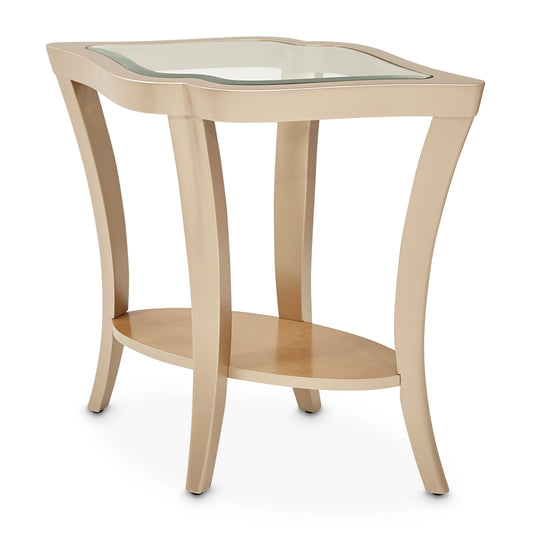 Malibu Crest End Table with Glass Top - Chardonnay