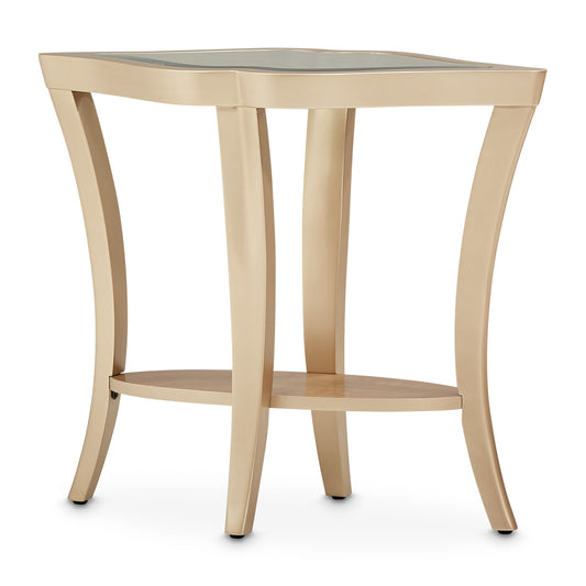 Malibu Crest End Table with Glass Top - Chardonnay