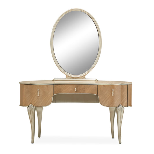Villa Cherie Vanity with Mirror - Caramel