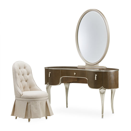 VillaÂ Cherie Vanity Set with Mirror & Chair - Hazelnut