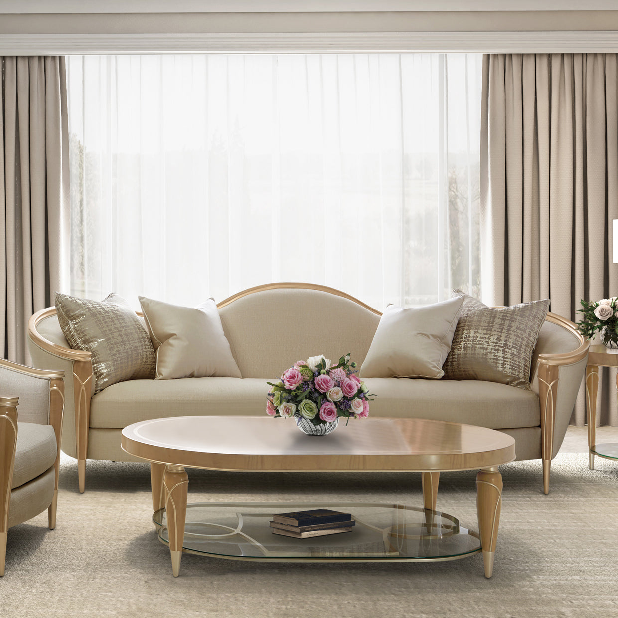 Villa Cherie Sofa - Pearl/Caramel