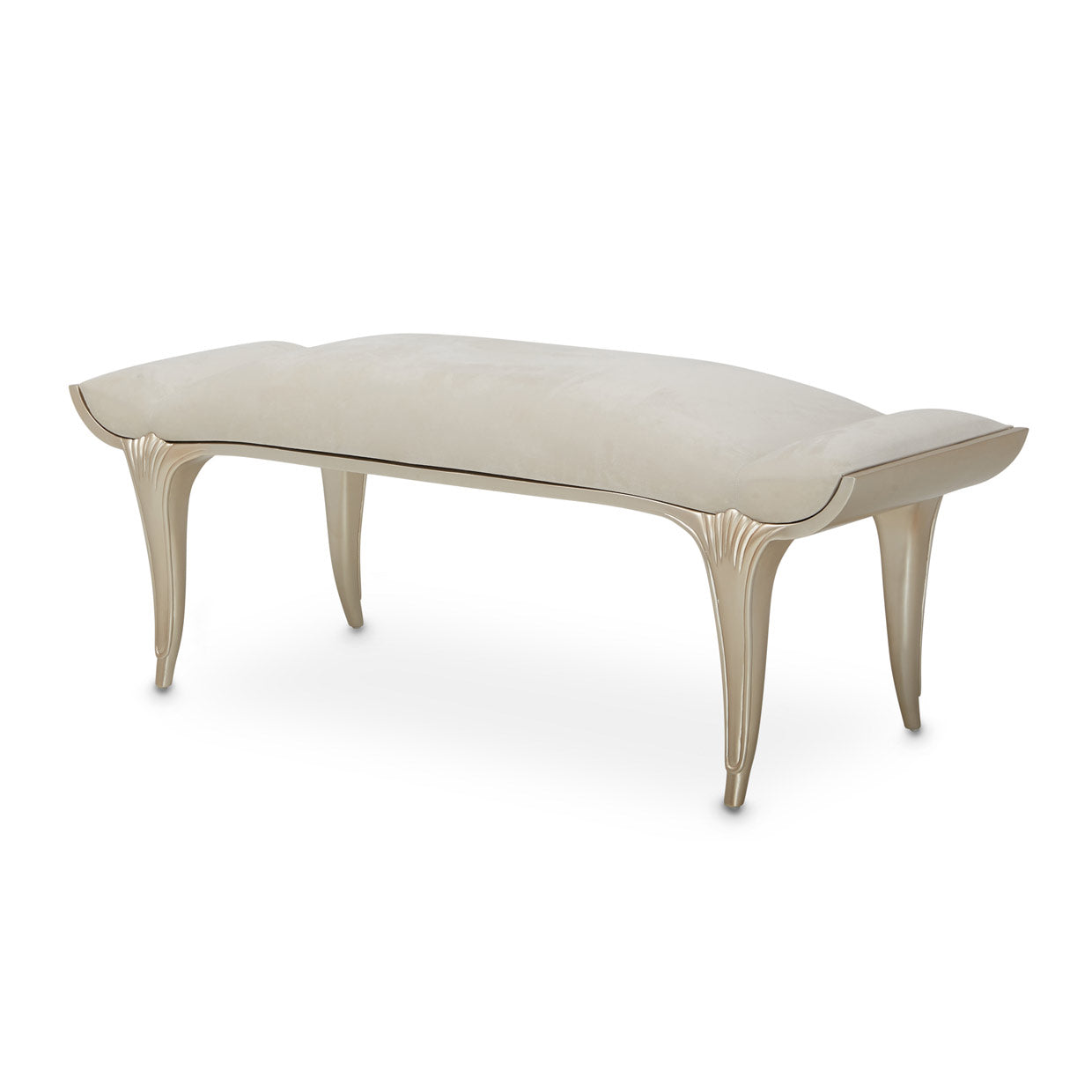 Villa Cherie Velvet Accent Bench - Pearl/Chardonnay