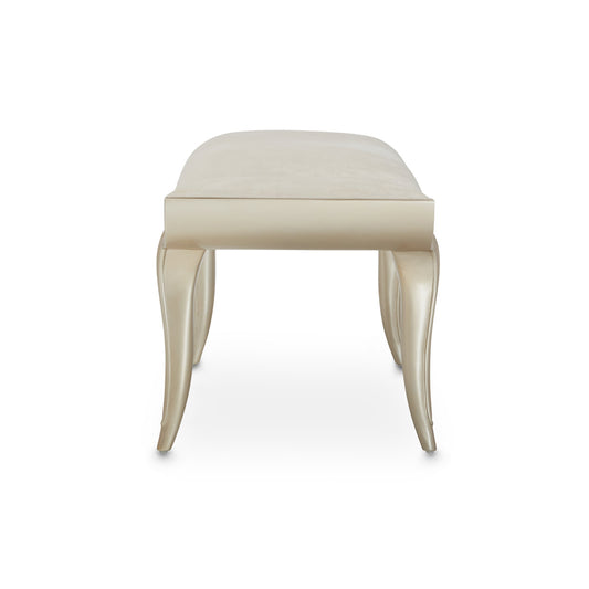 Villa Cherie Velvet Accent Bench - Pearl/Chardonnay