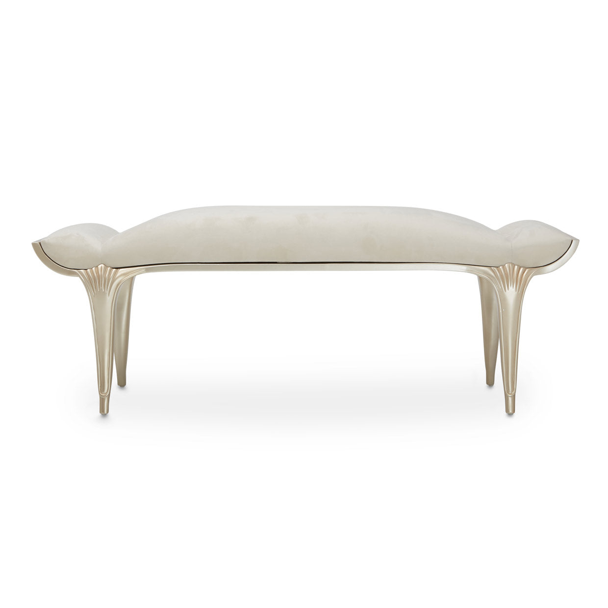 Villa Cherie Velvet Accent Bench - Pearl/Chardonnay