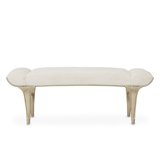 VillaÂ Cherie Faux-Fur Accent Bench - Pearl/Chardonnay