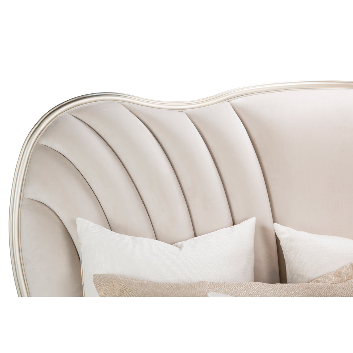 London Place Eastern King Velvet Panel Bed - Creamy Pearl