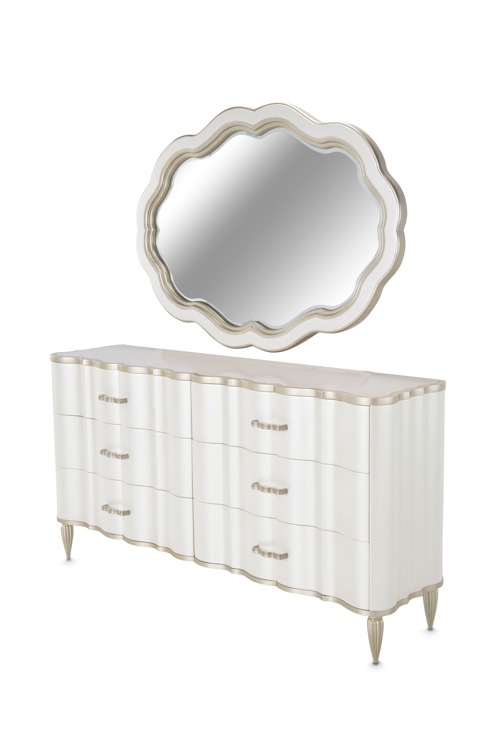 London Place Dresser with Mirror - Creamy Pearl