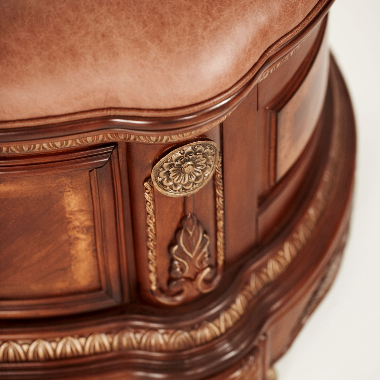 Cortina Leather Bedside Bench - Honey Walnut