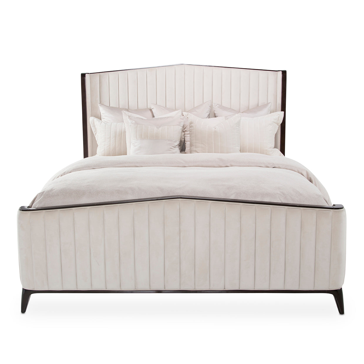Paris Chic Queen Channel Tufted Panel Bed - Ivory/Espresso