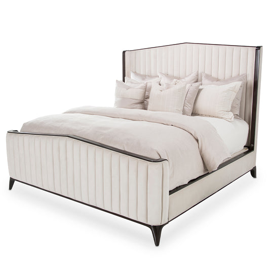 Paris Chic Queen Channel Tufted Panel Bed - Ivory/Espresso